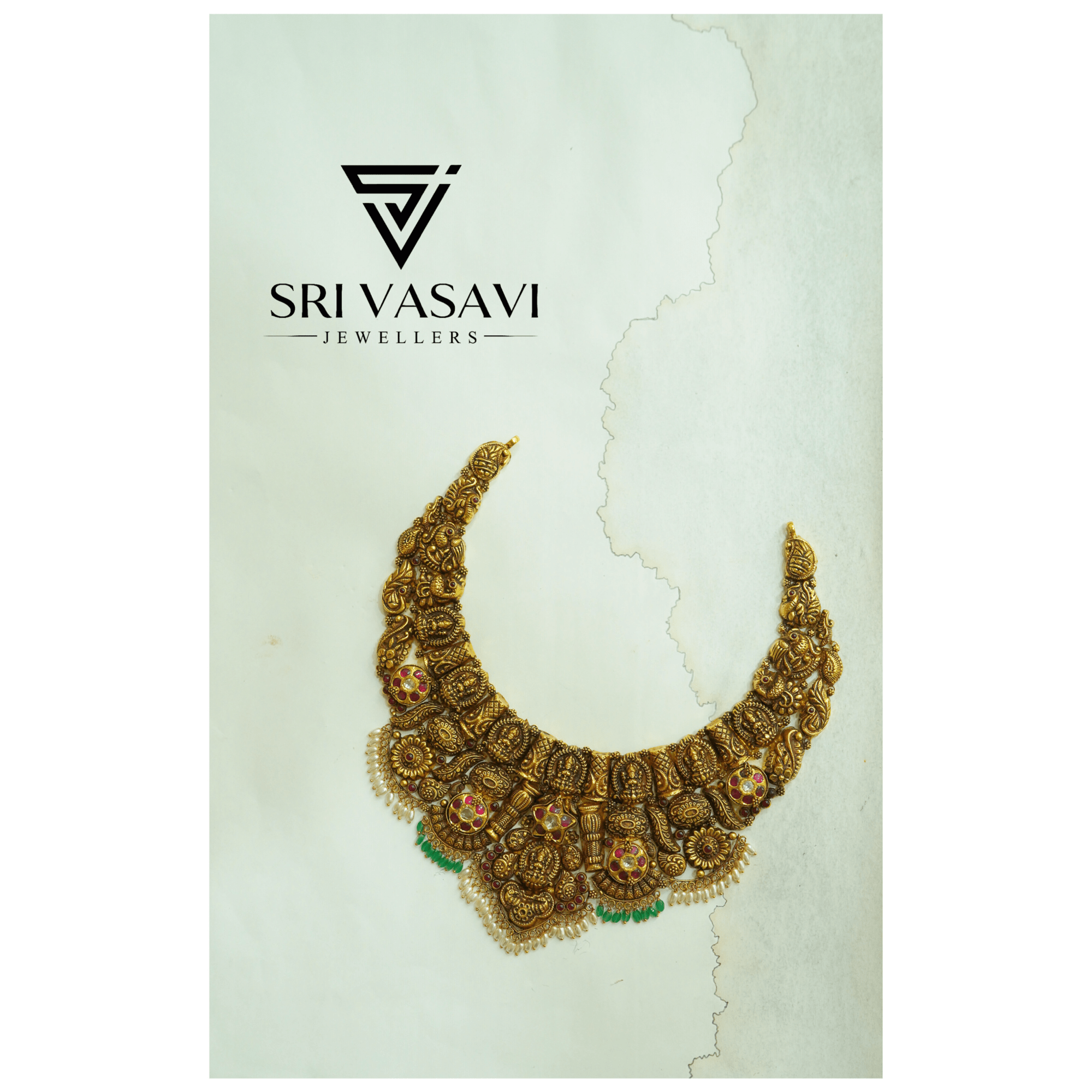 Kundan and rice pearl necklace