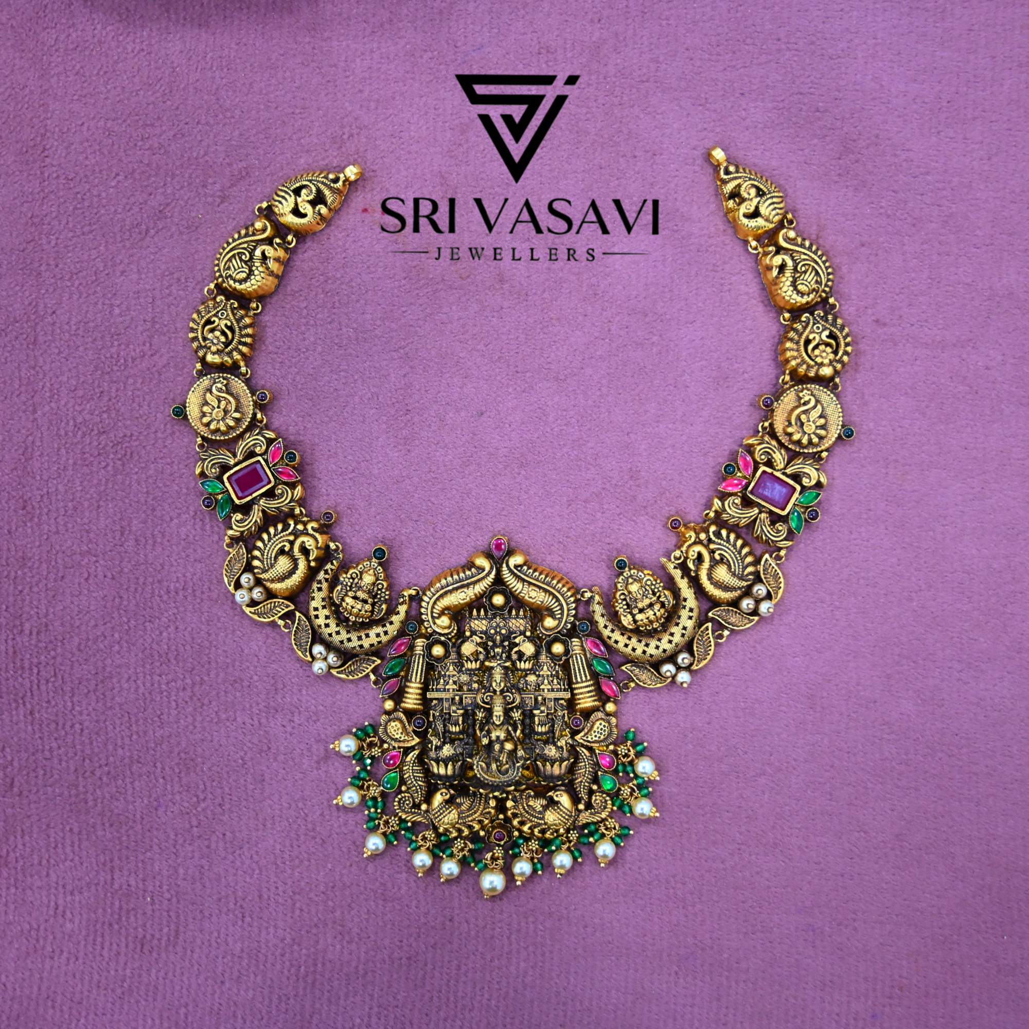 Antique lakshmi temple necklace
