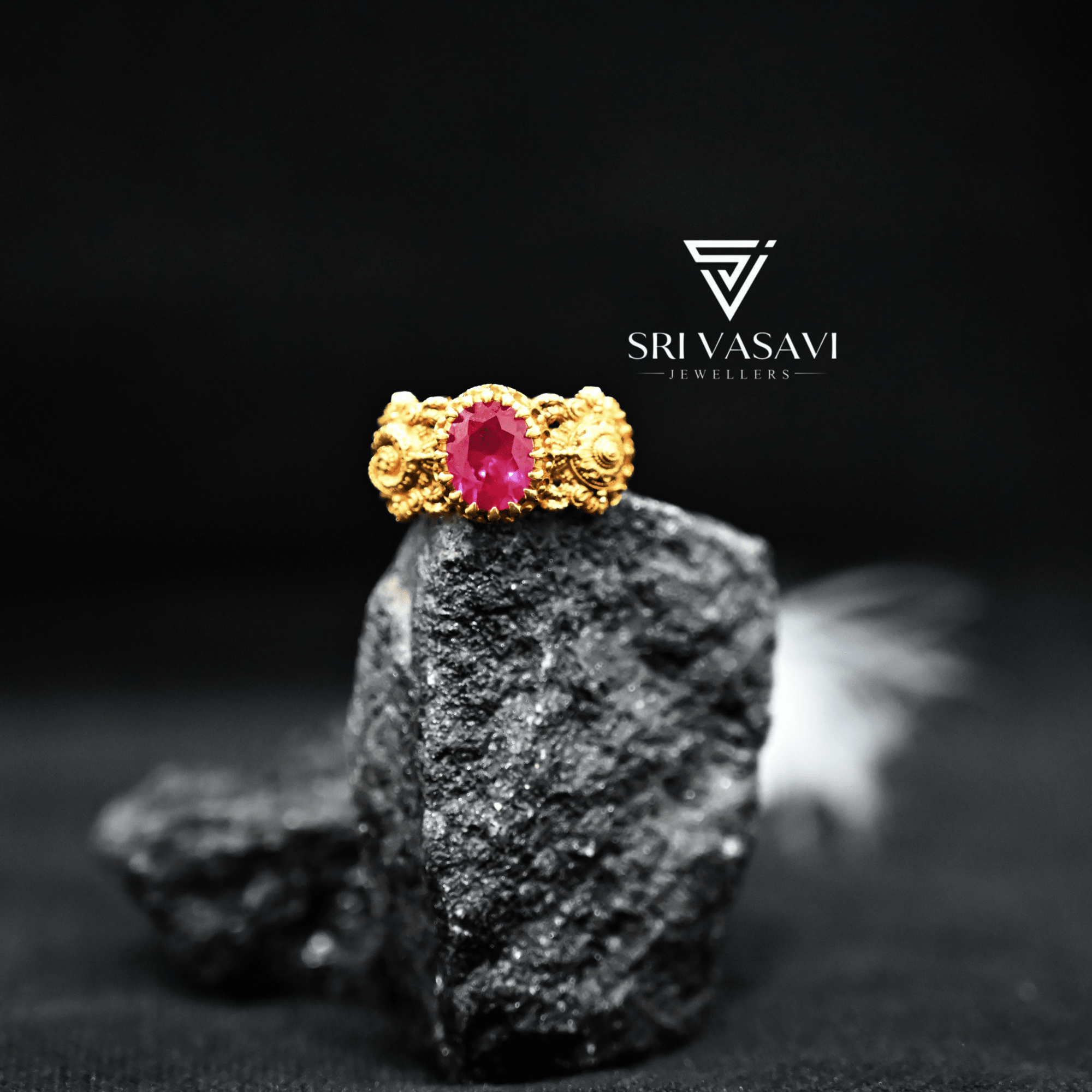 Fancy Red navarathna Ring