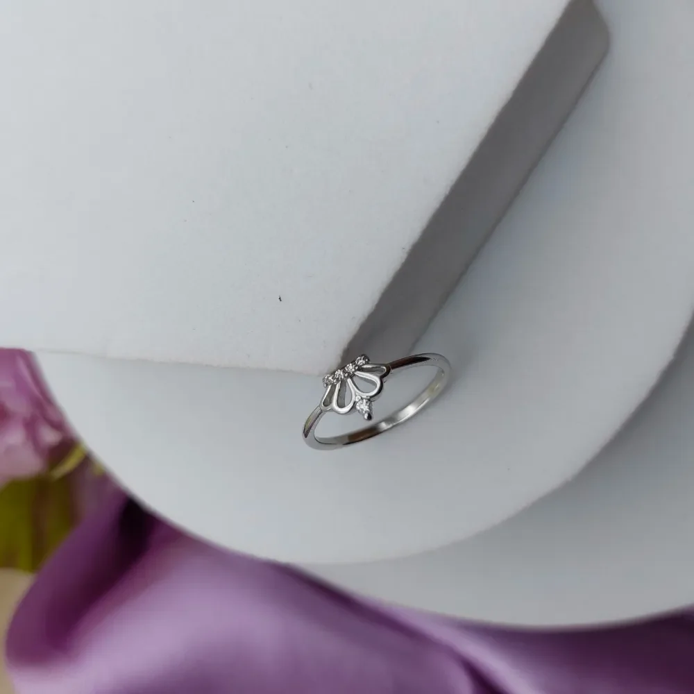 925 Silver Crown Ring with Sparkling Accents