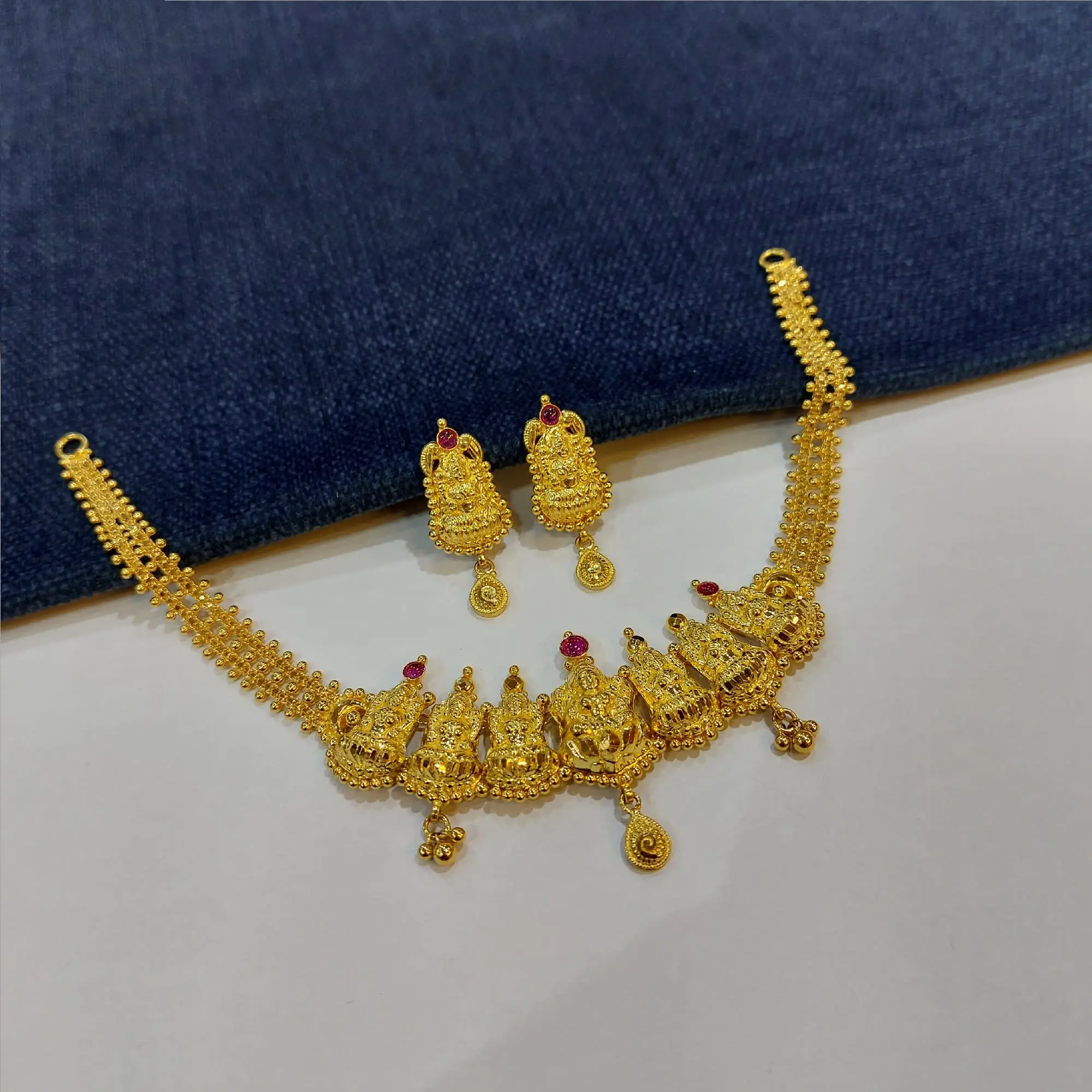 Trendy Gold Laxmi Necklace