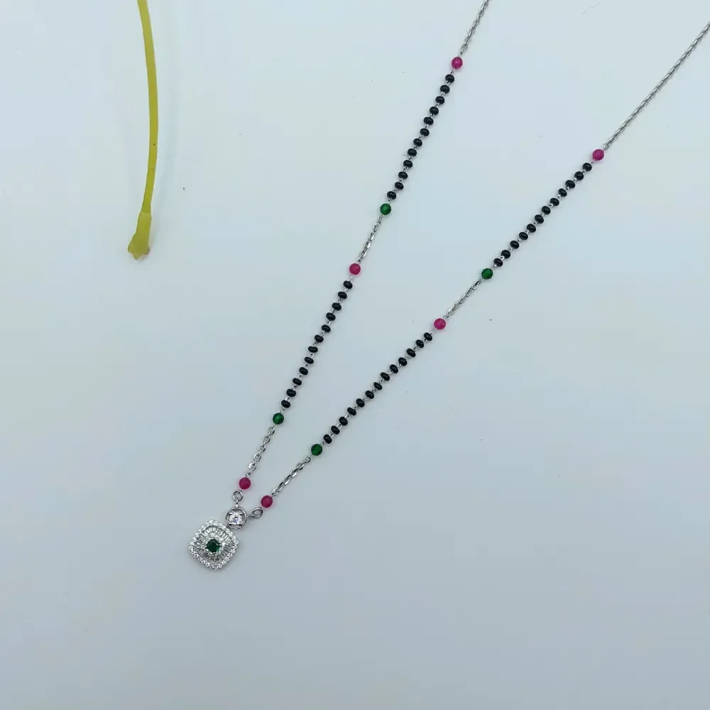 925 Silver Emerald-Inspired Modern Mangalsutra