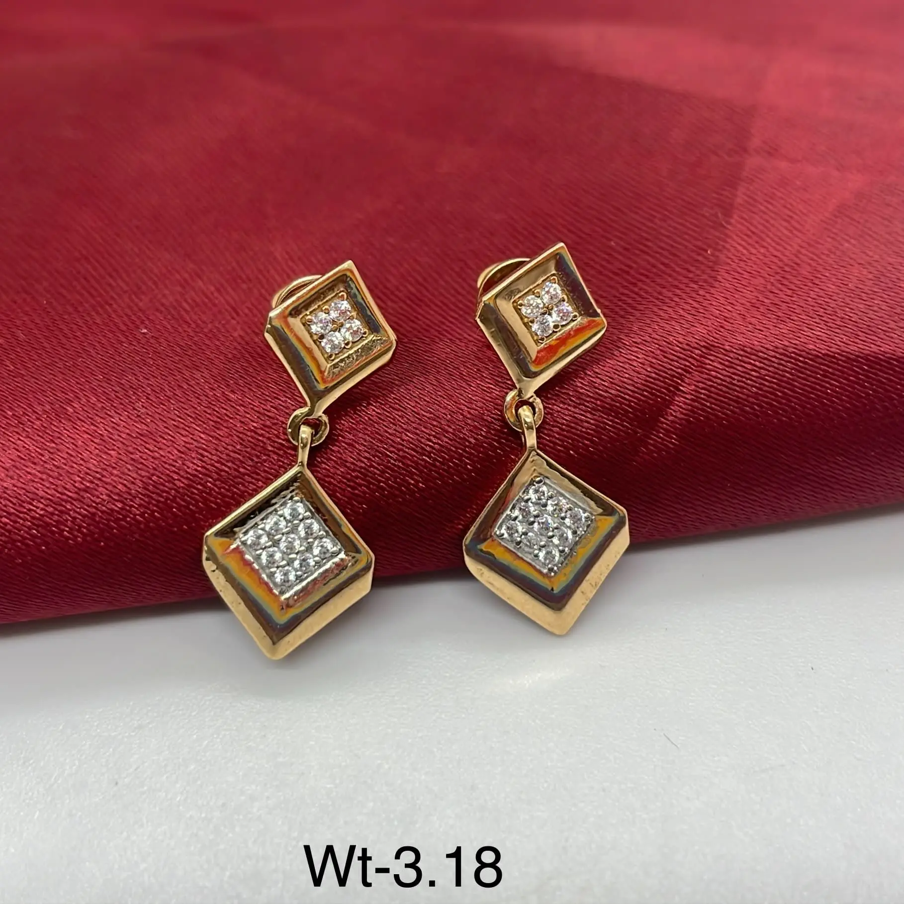 Square Shape Hanging American Diamond Earrings