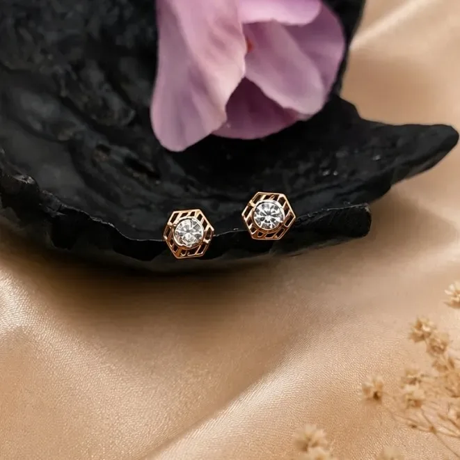 Hexagon 9karat Stud Earrings