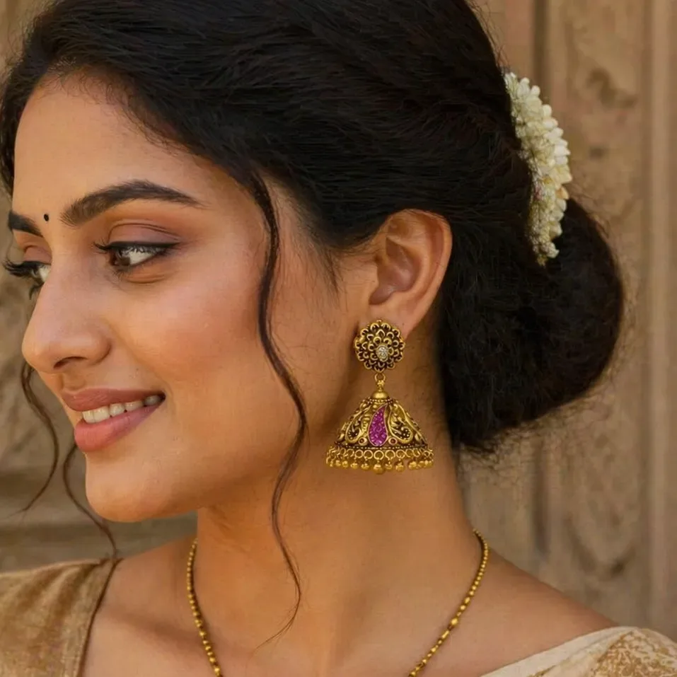 Traditional Temple Gold Jhumka