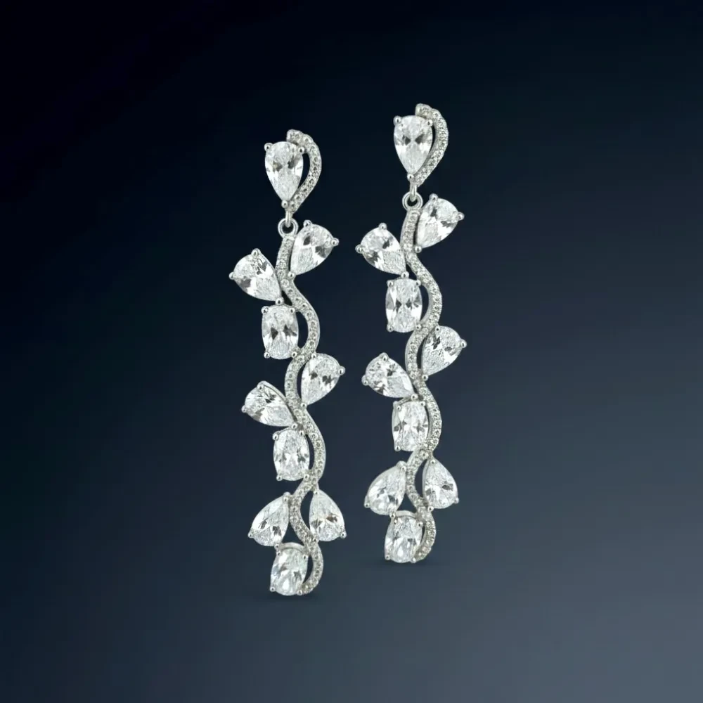 Cz Diamond Silver Earring