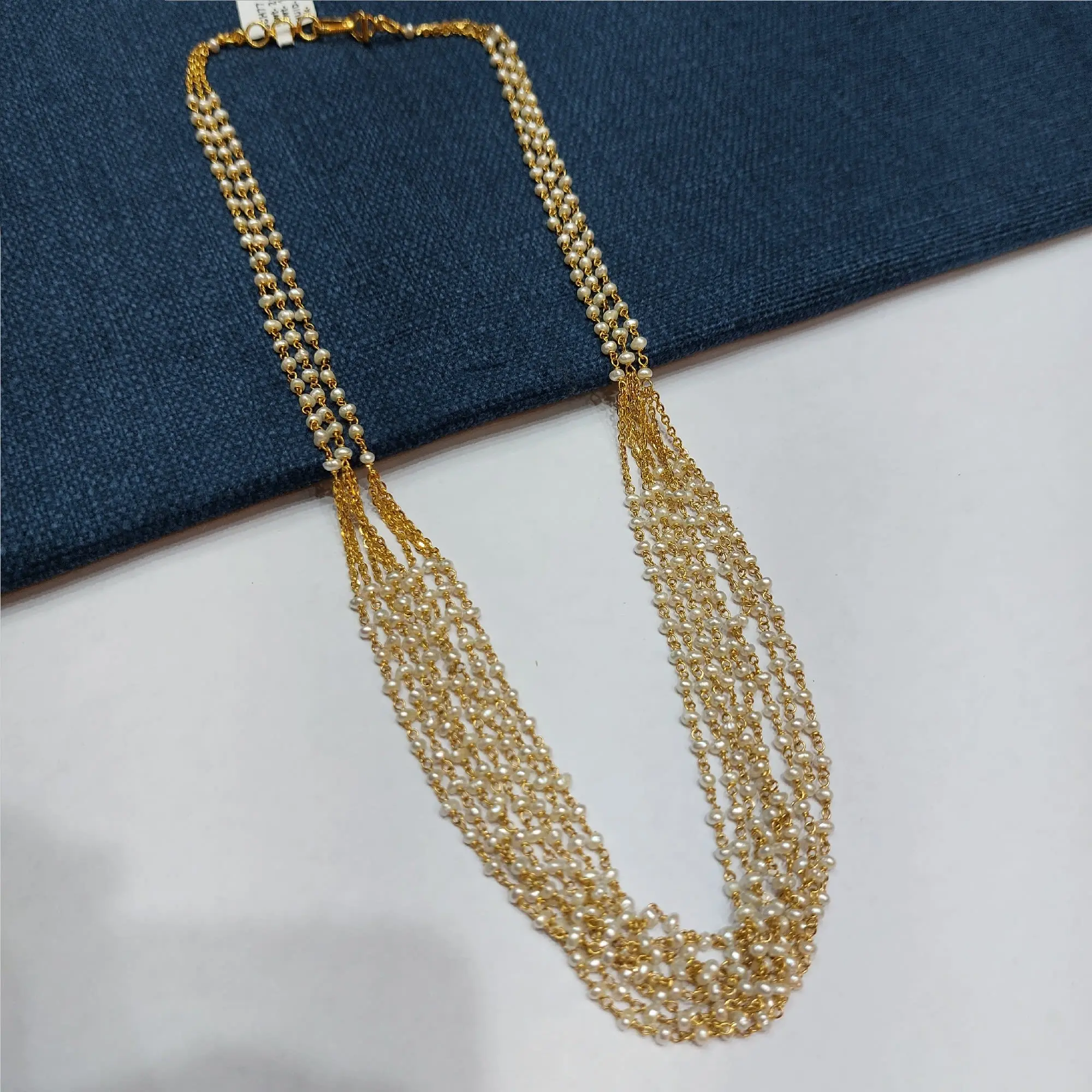 Trendy White Moti Gold Chain