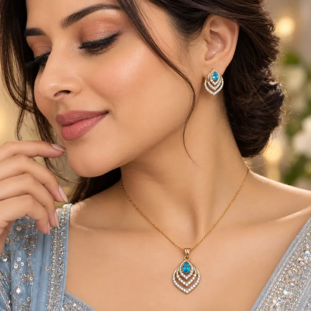 Blue Teardrop Elegance Gold Mangalsutra
