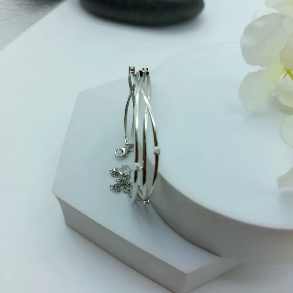 Elegant Multi-Line Silver Bracelet