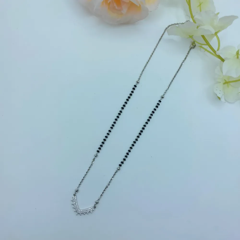 Shimmering Chevron Silver Mangalsutra