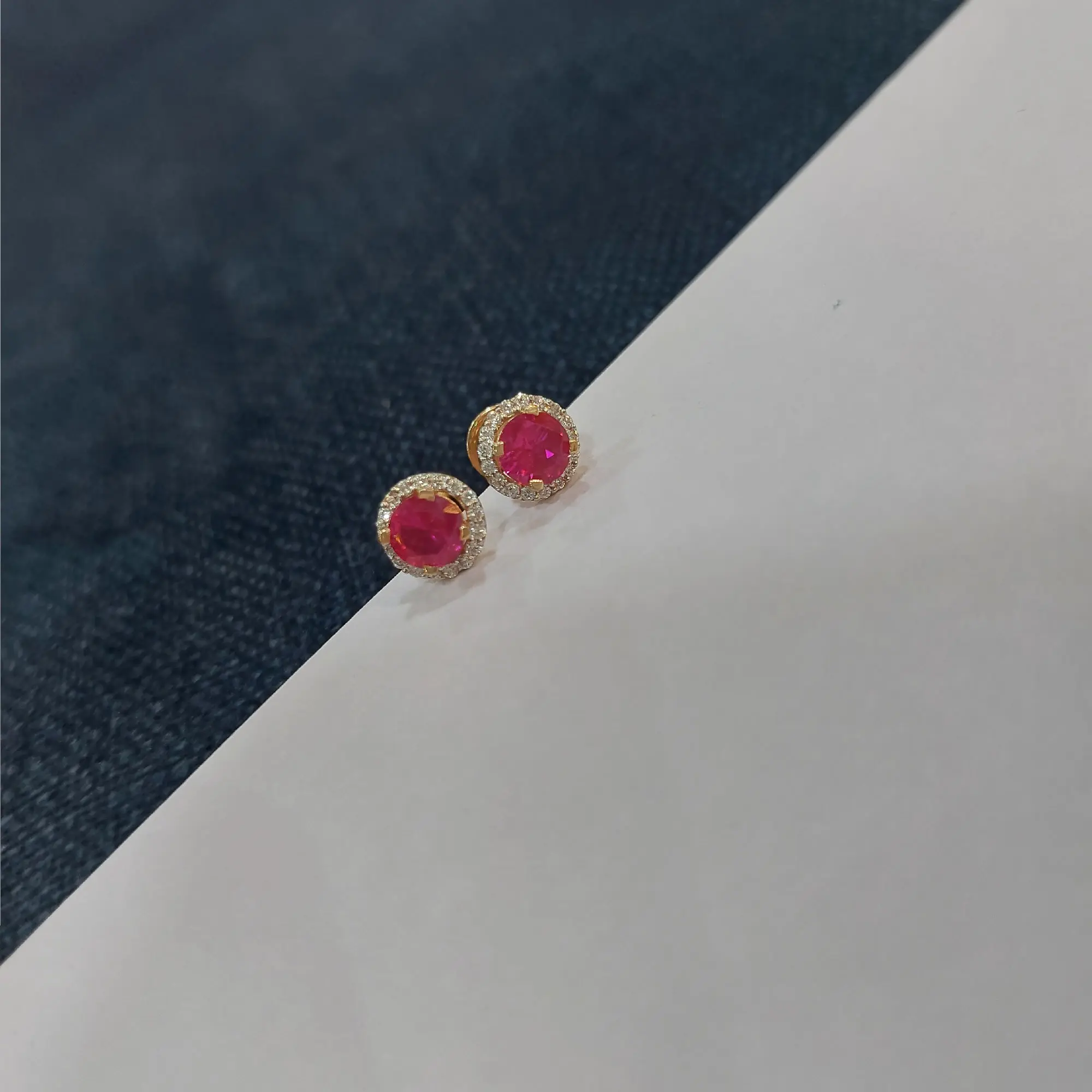 Ruby Color Stone Earrings