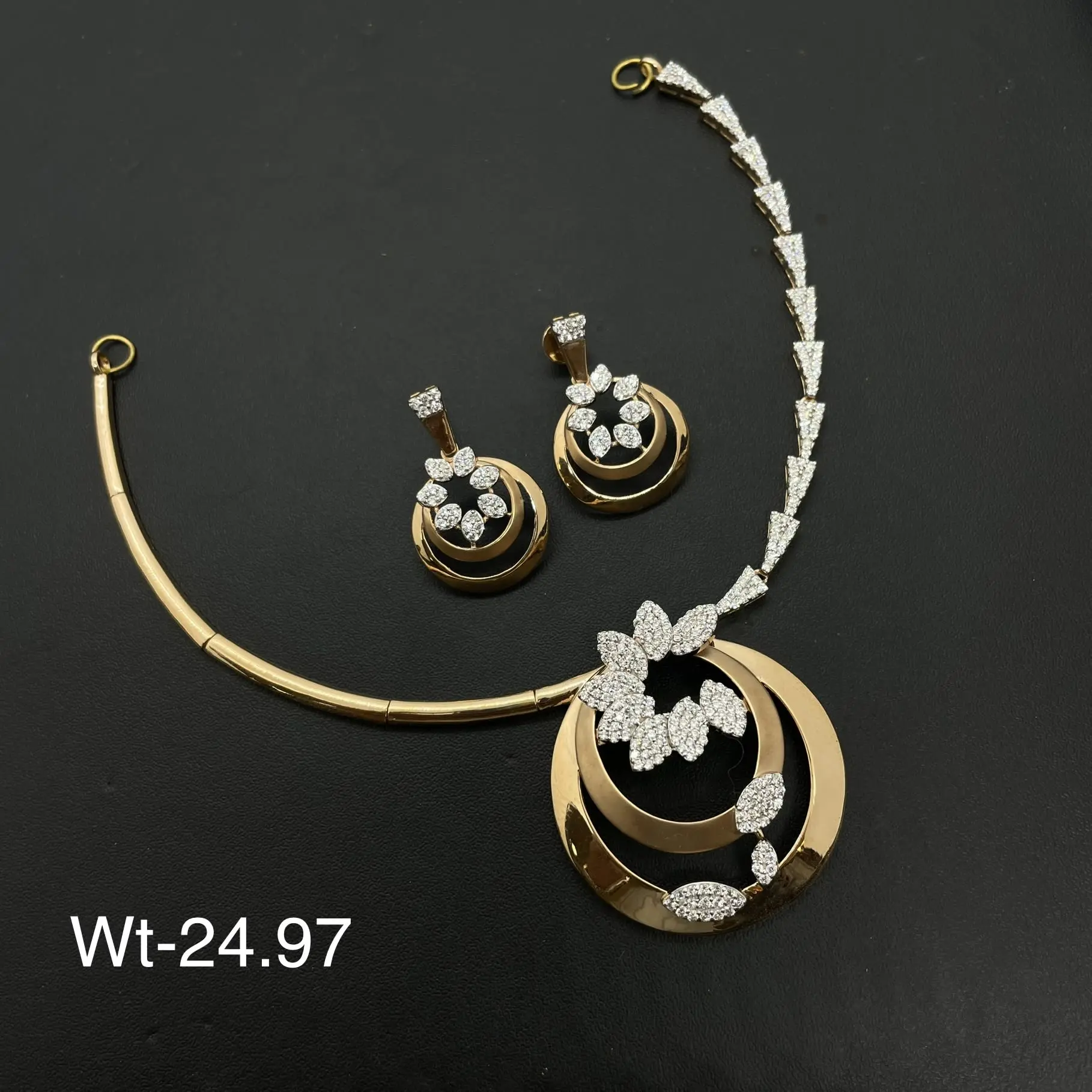 Trendy Rose Gold American Diamond Necklace