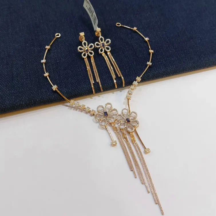 Fancy Rose Gold American Diamond Necklace