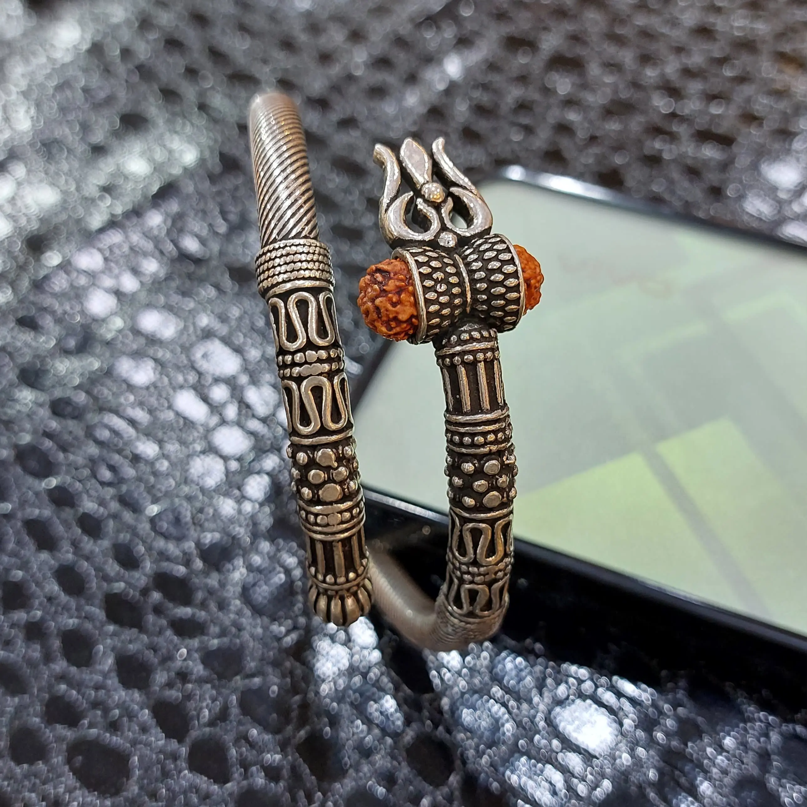 Rudraksh Trishul Silver Kada