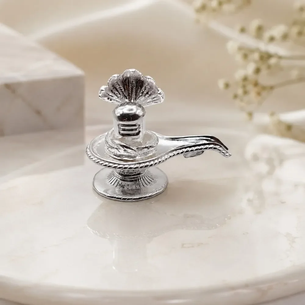 Silver Shivling with Nag