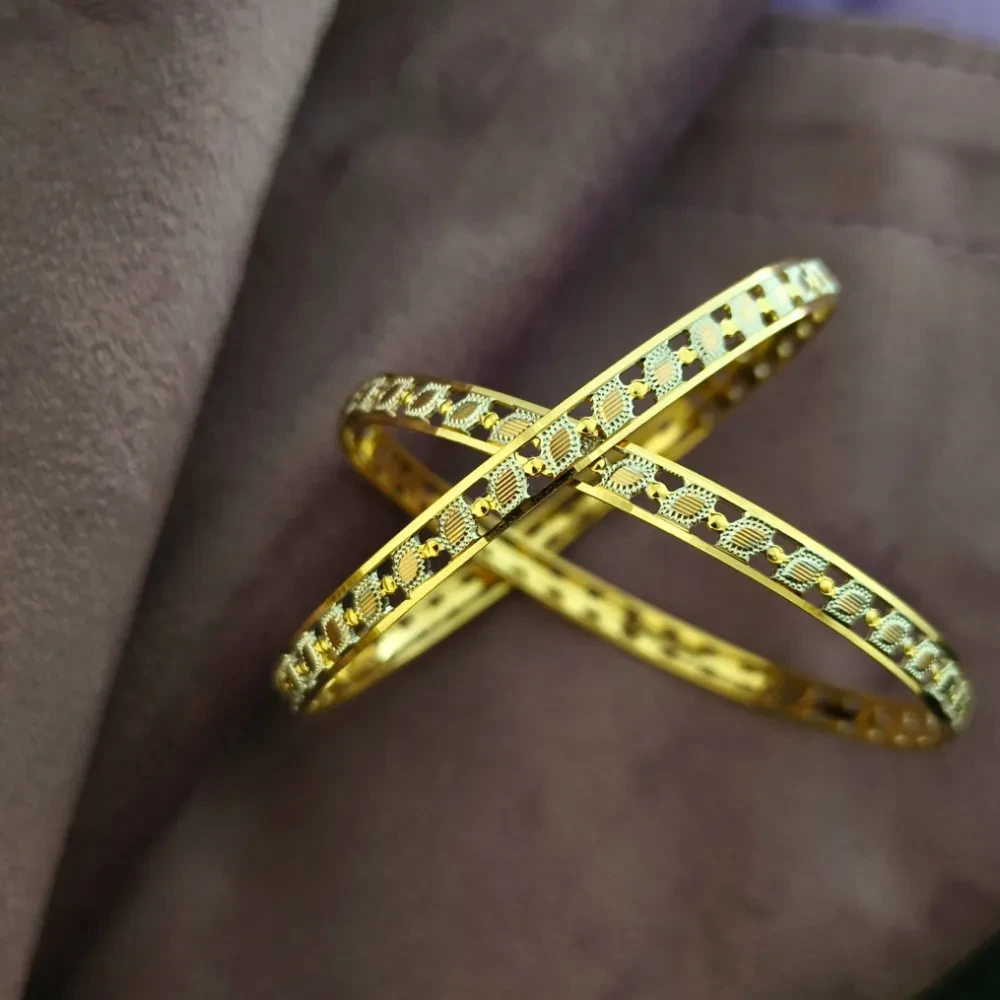 Handmade 22k gold rhodium bangles