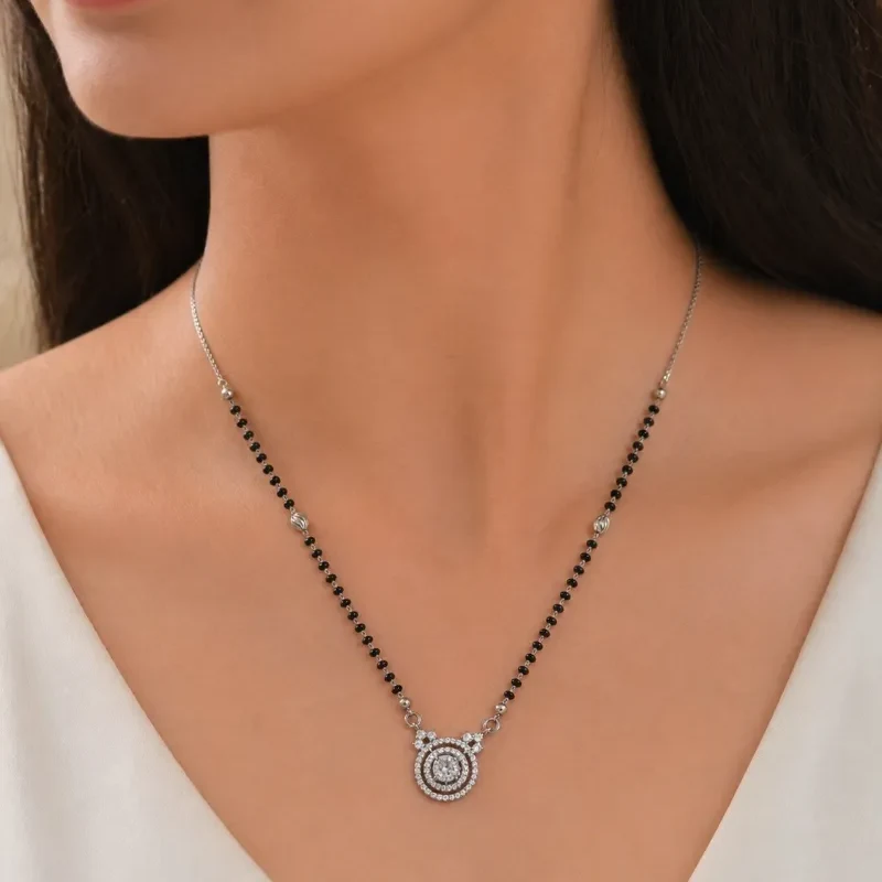 Solitaire Circle 925 Silver Mangalsutra