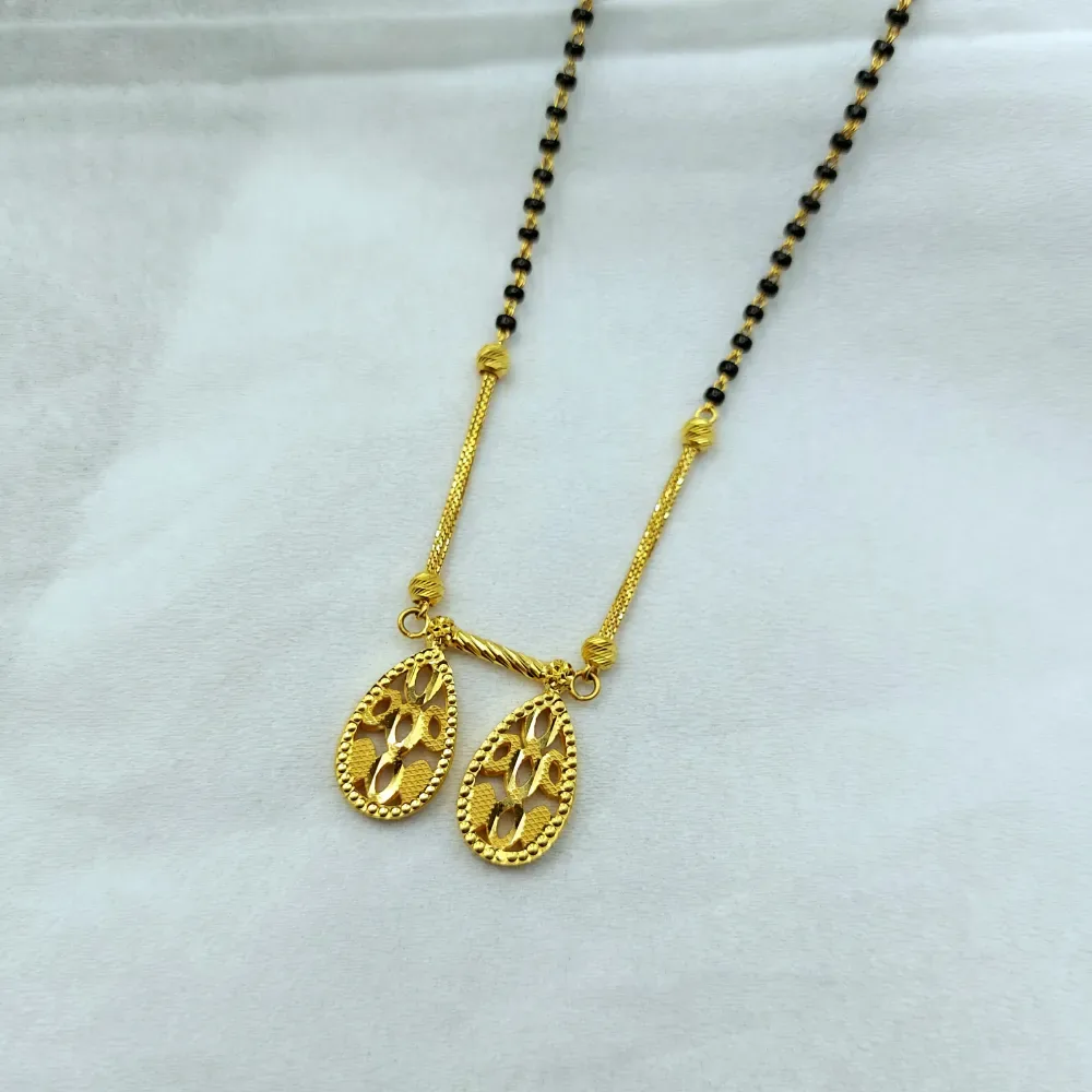 Twinline Leaf Drop 22kt Gold Mangalsutra