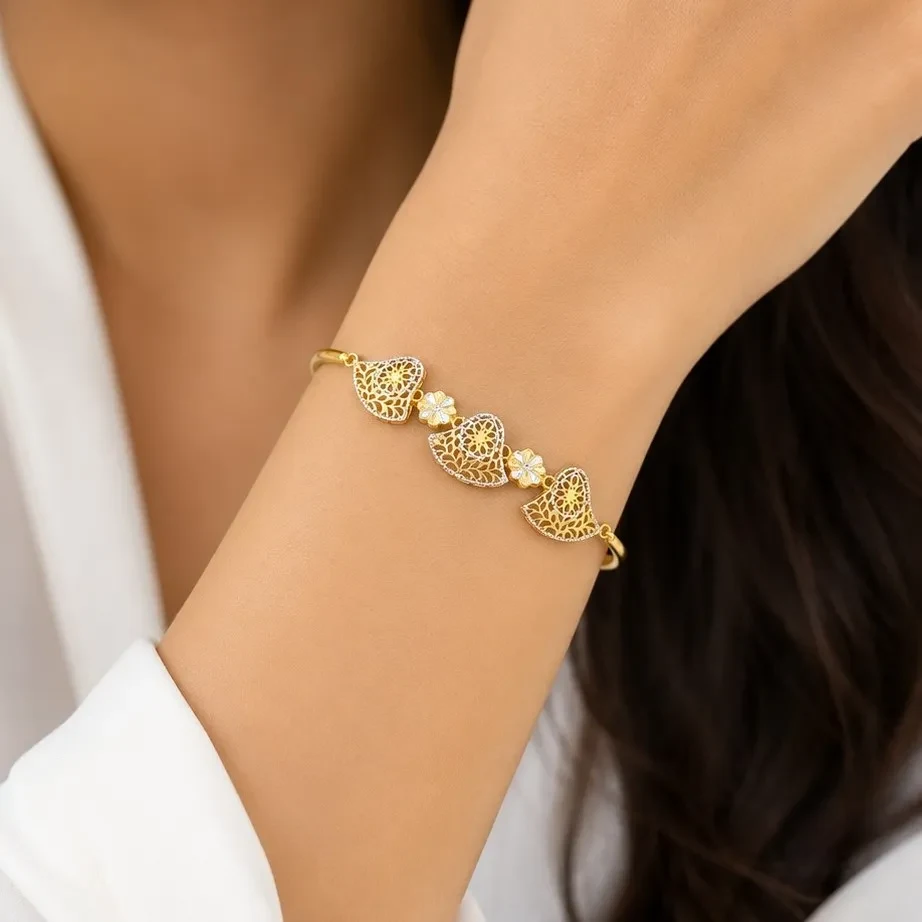 Elegant Filigree Dual-tone Bracelet