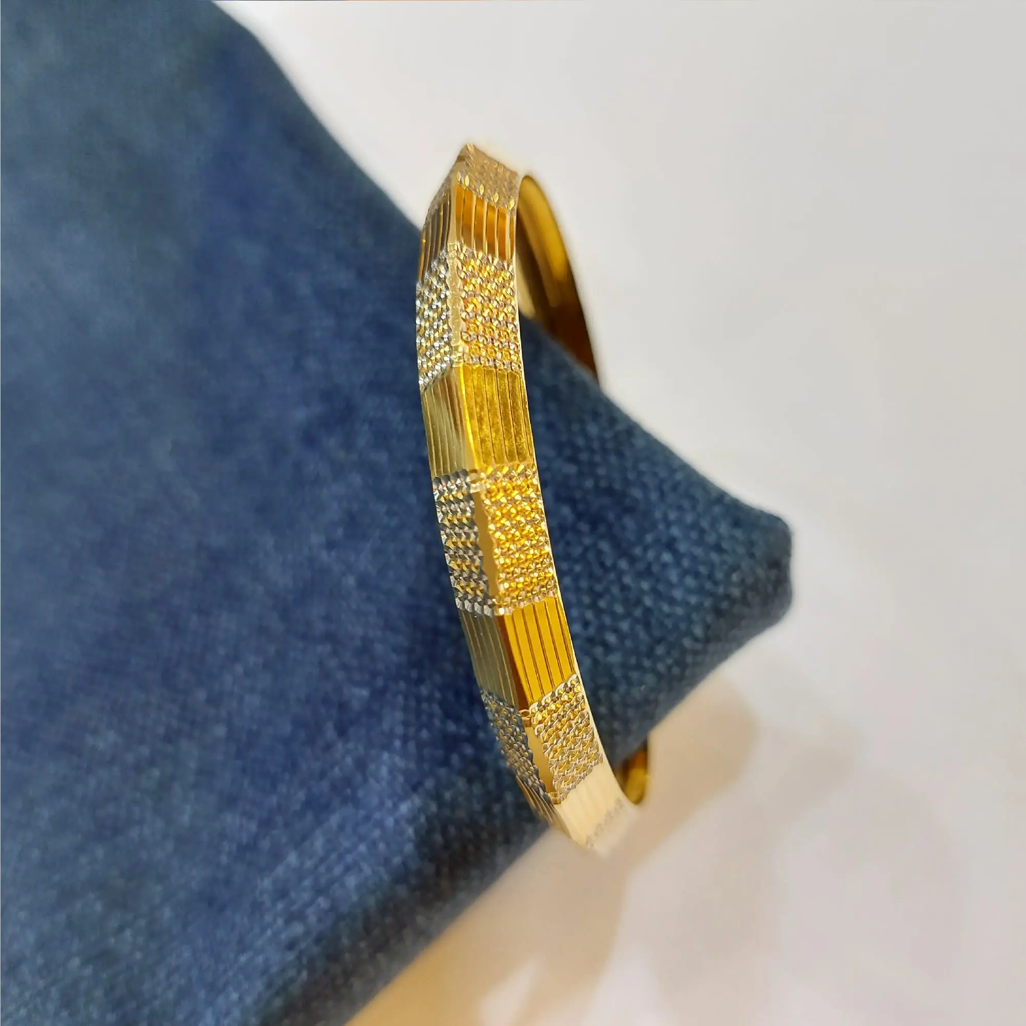 Trendy Gold Kada With White Rodium