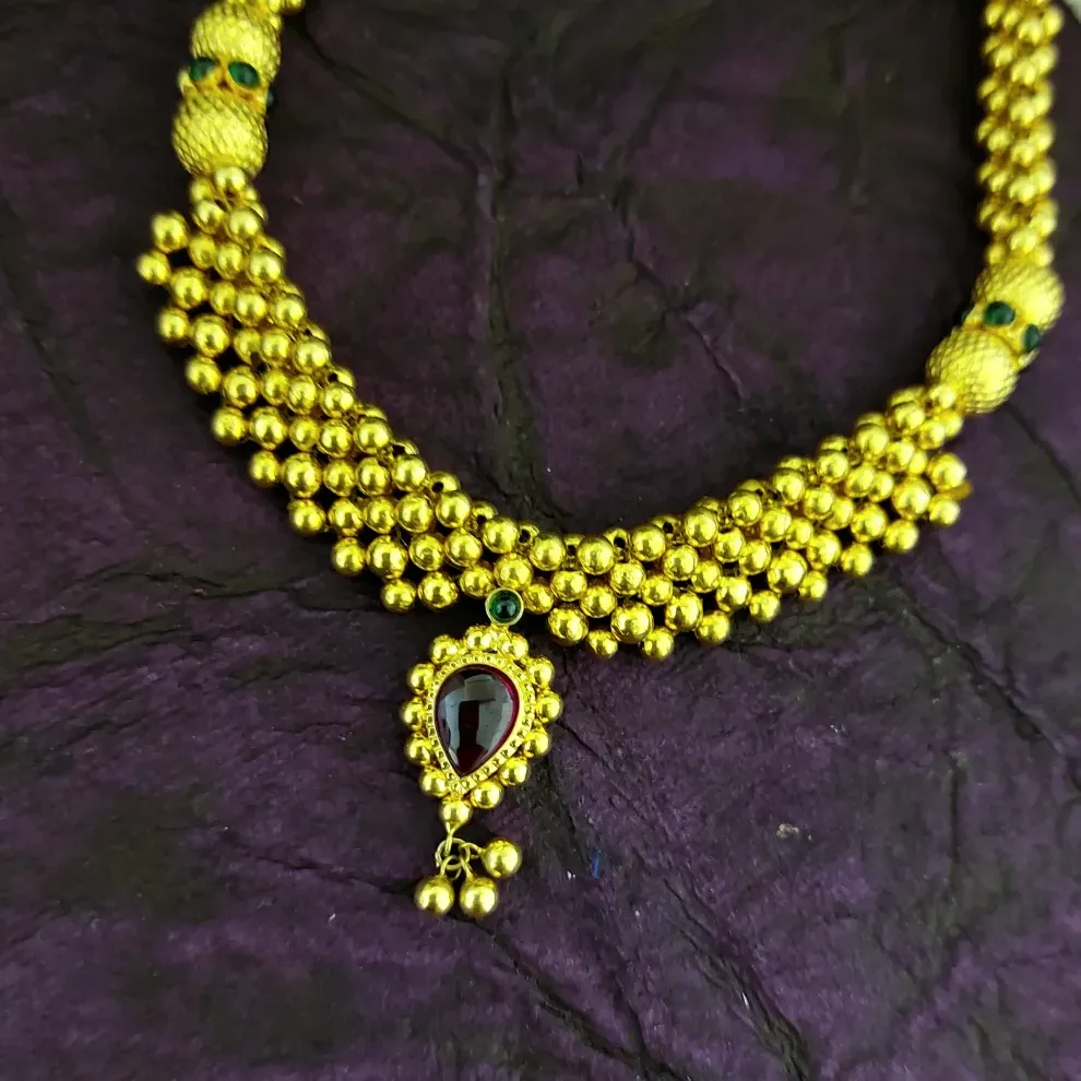22k Gold Traditional Thushi Necklace