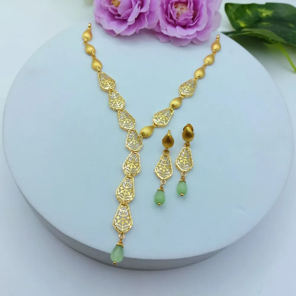 18k Gold Minimalist Drop Necklace Set