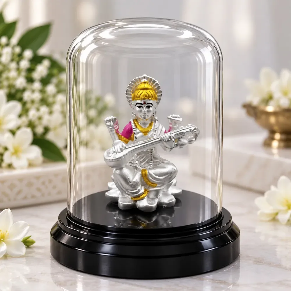 999 Pure Silver Saraswati Maa Murti