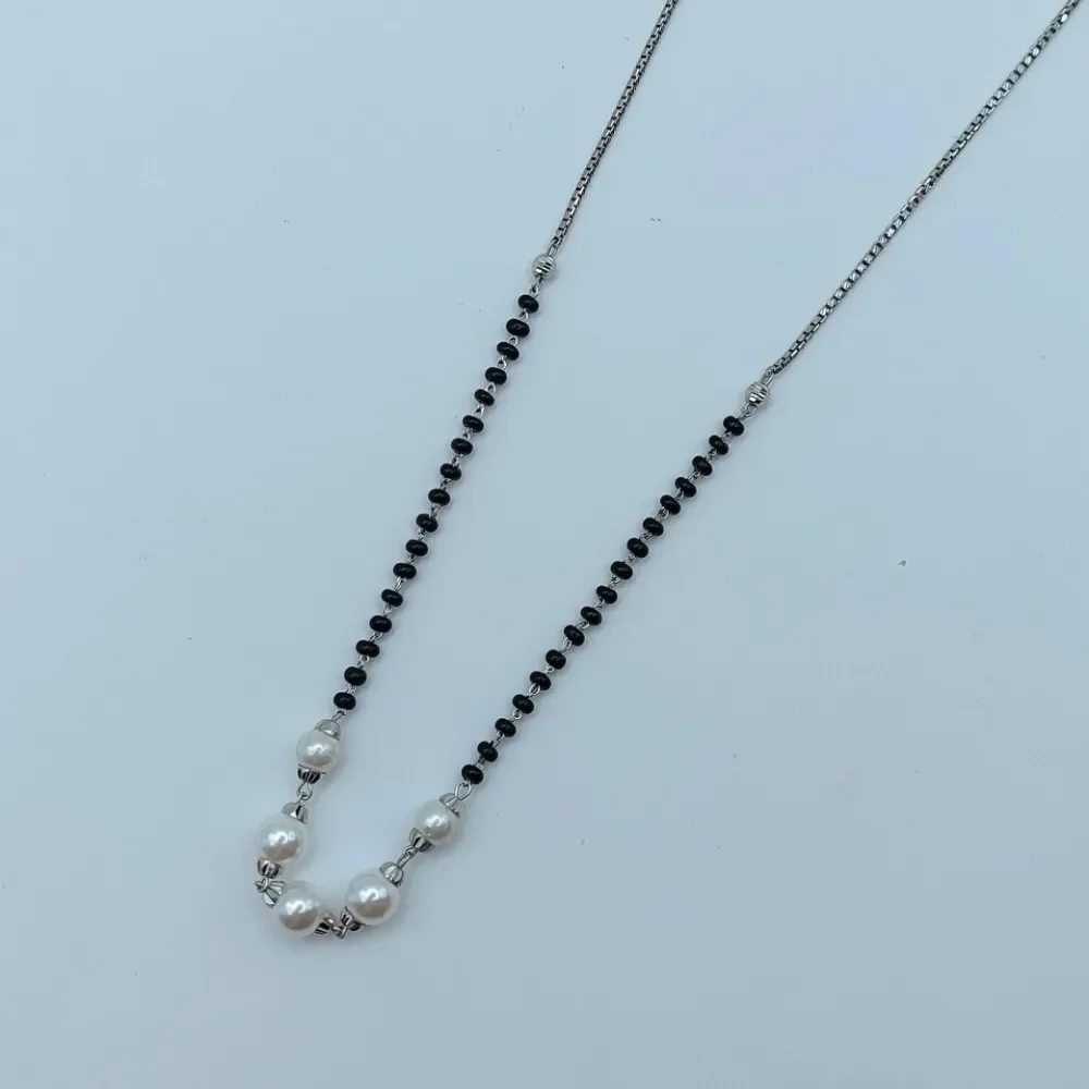 Minimalist Pearl-Drop Silver Mangalsutra