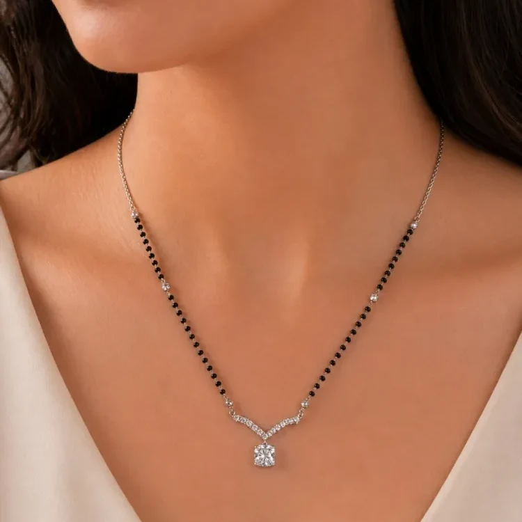 The Solitaire Chevron 925 Silver Mangalsutra