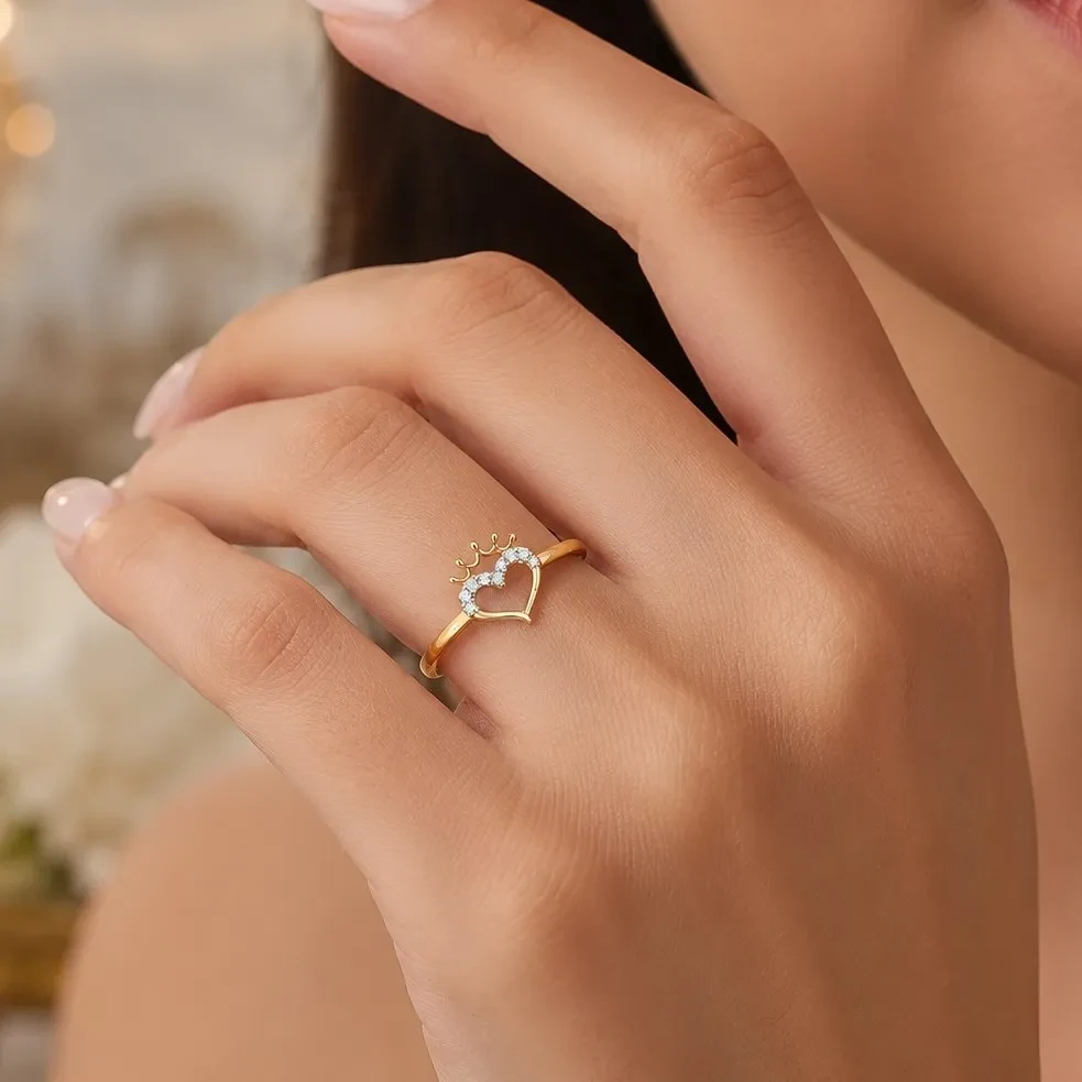 Heart Crown 9kt Gold Ring