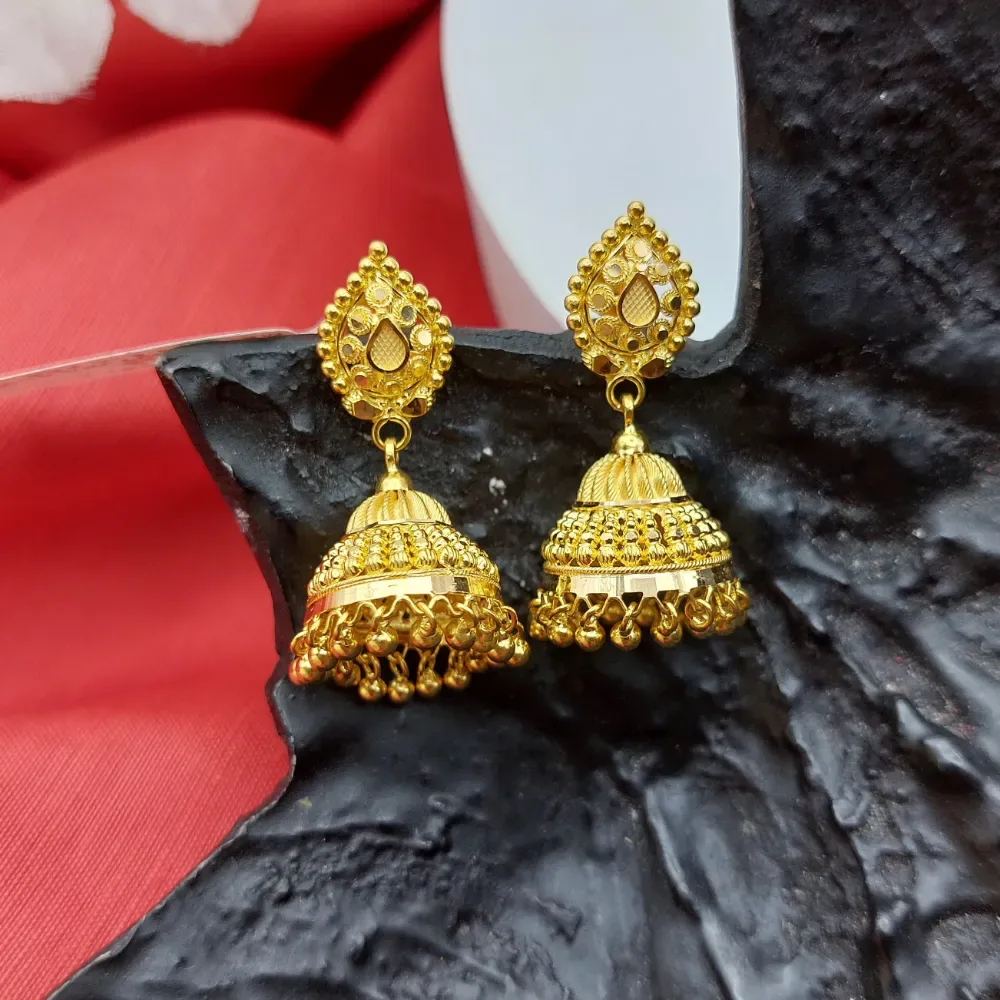 Peacock Motifs Gold Jhumka