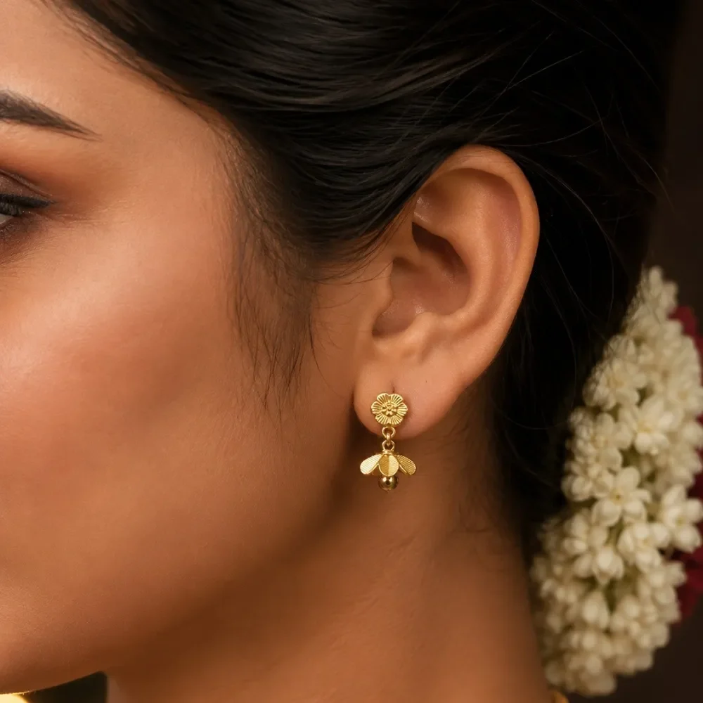 Minimalist Floral Gold Jhumka