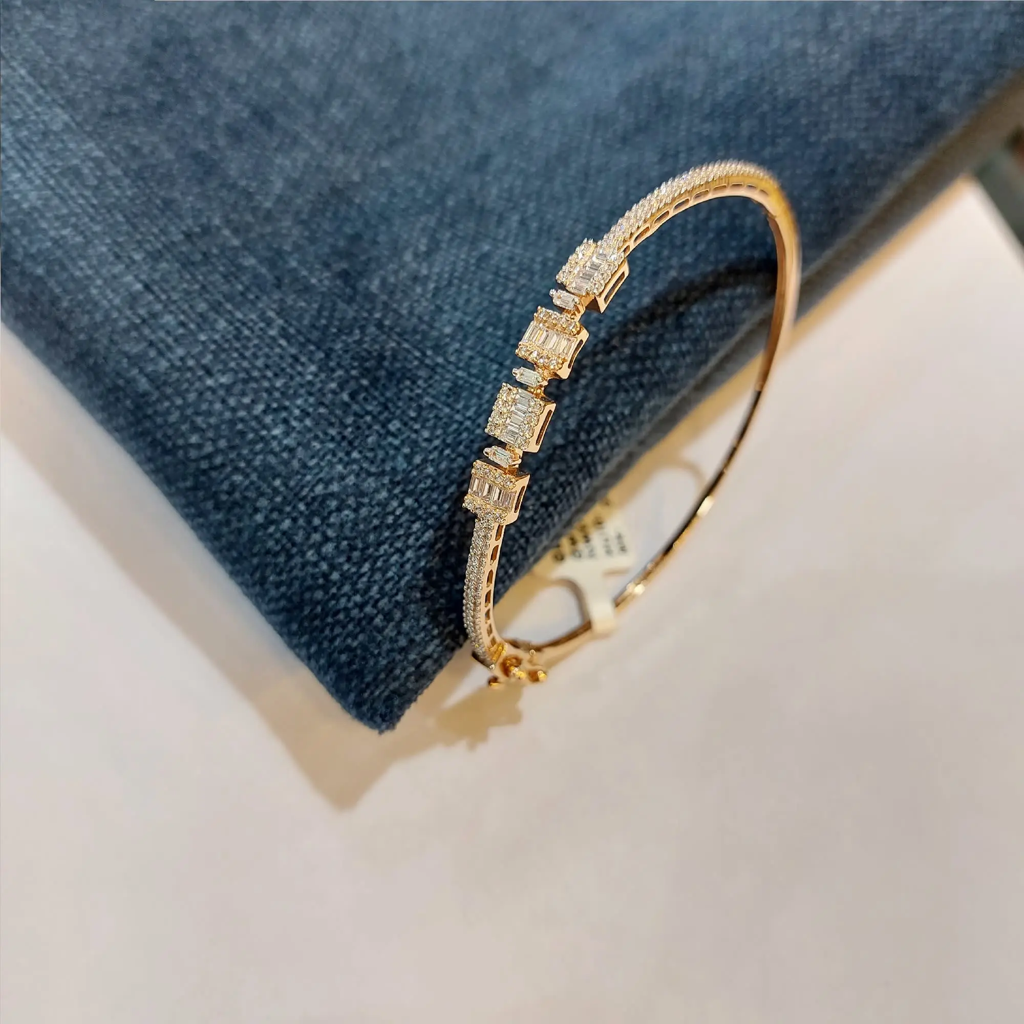 Rose Gold Kada With American Diamond