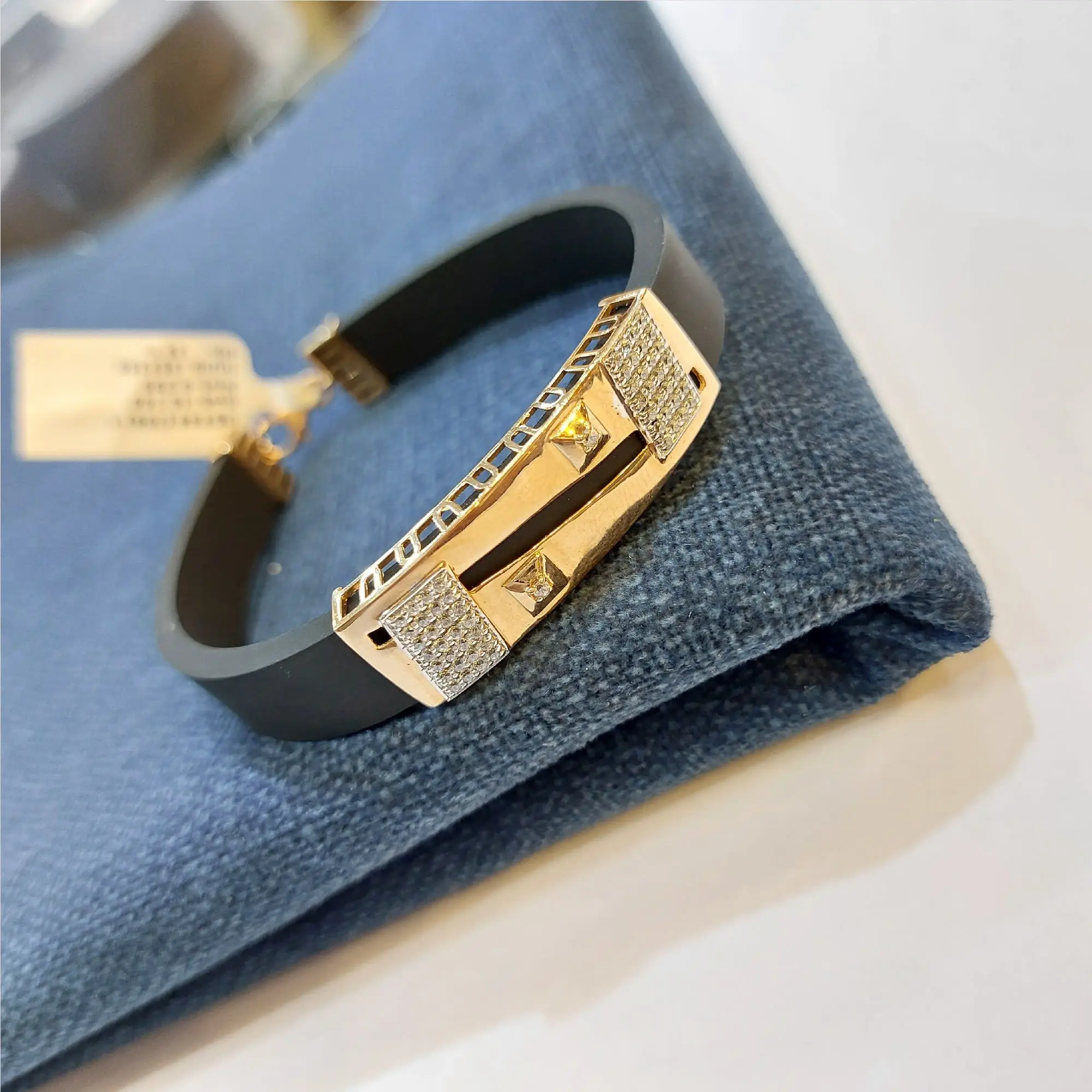 Rose Gold Bracelet With Black Belt