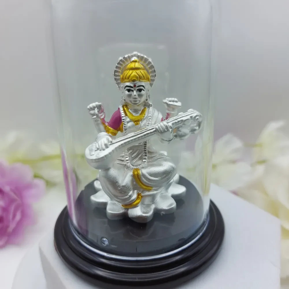 999 Pure Silver Saraswati Maa Murti