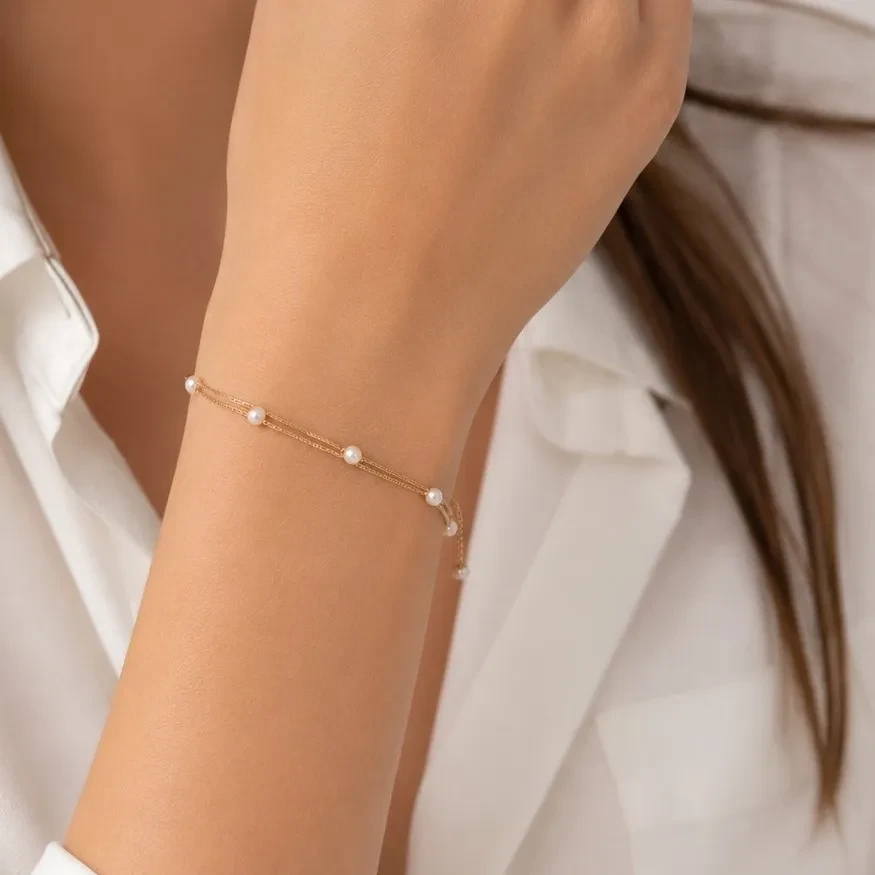 Minimalist Pearl Silver bracelet