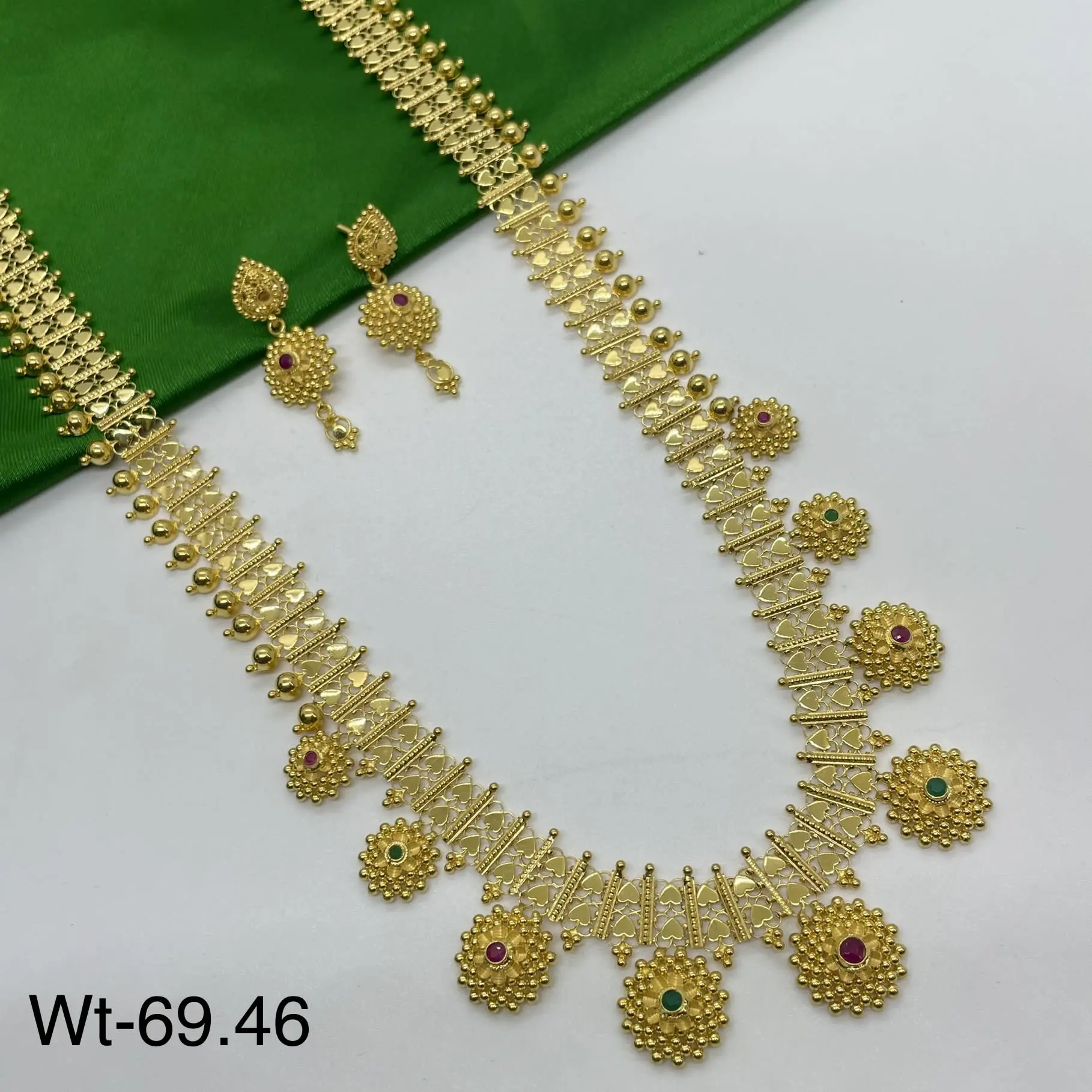 Long Chandan Haar With Colour Stone