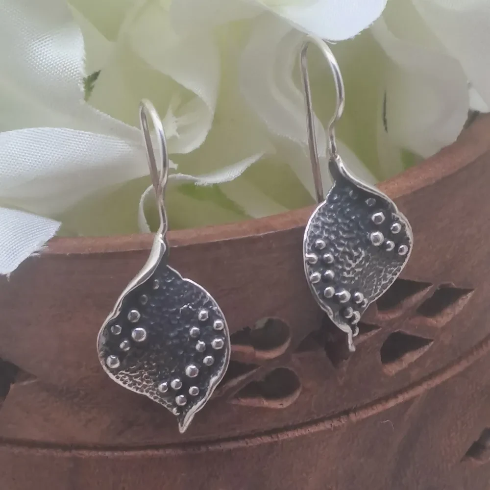 Trendy Leaf Silver Earrings