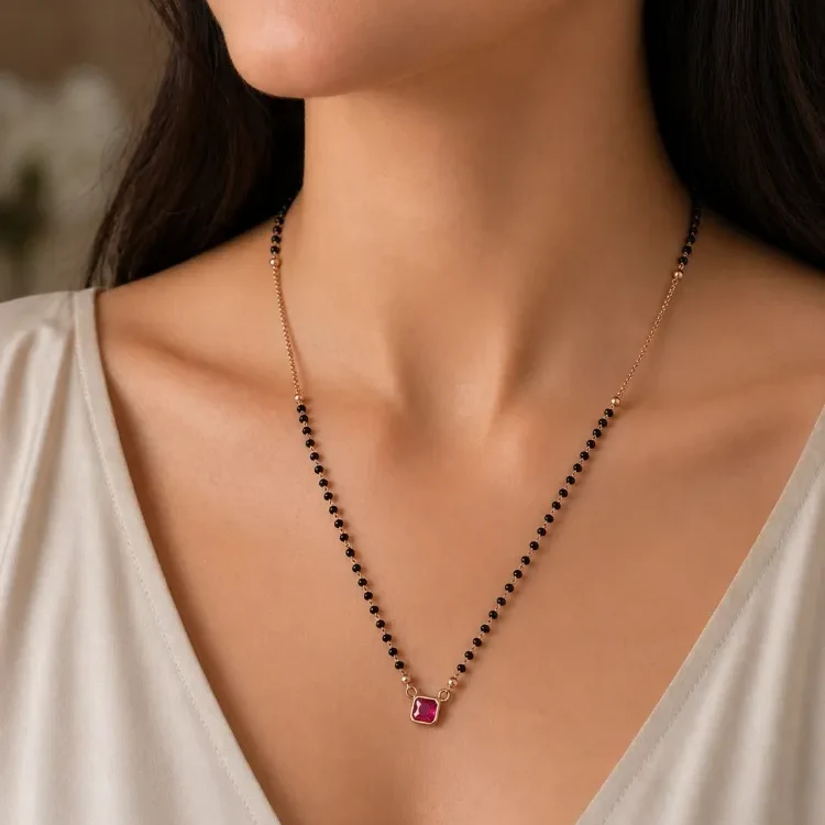 Trendy 925 Silver Mangalsutra - Rose Gold Finishing