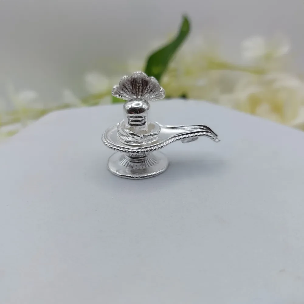 Silver Shivling with Nag