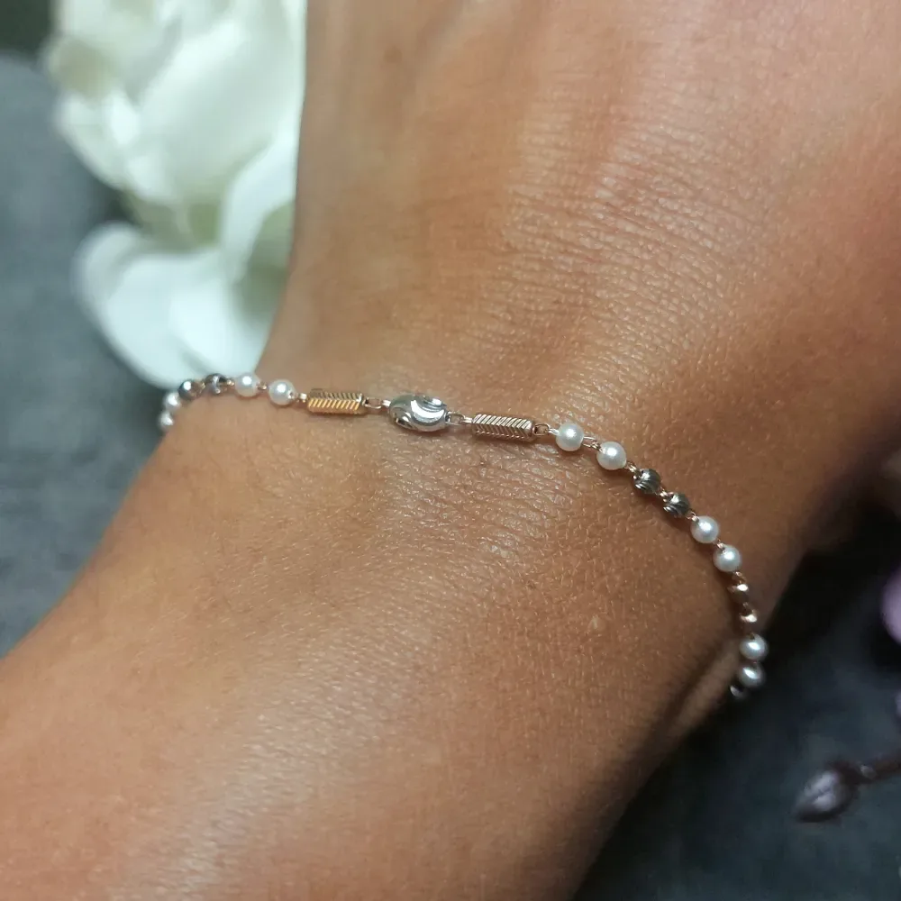 18kt Rose Gold Pearl Bead Bracelet