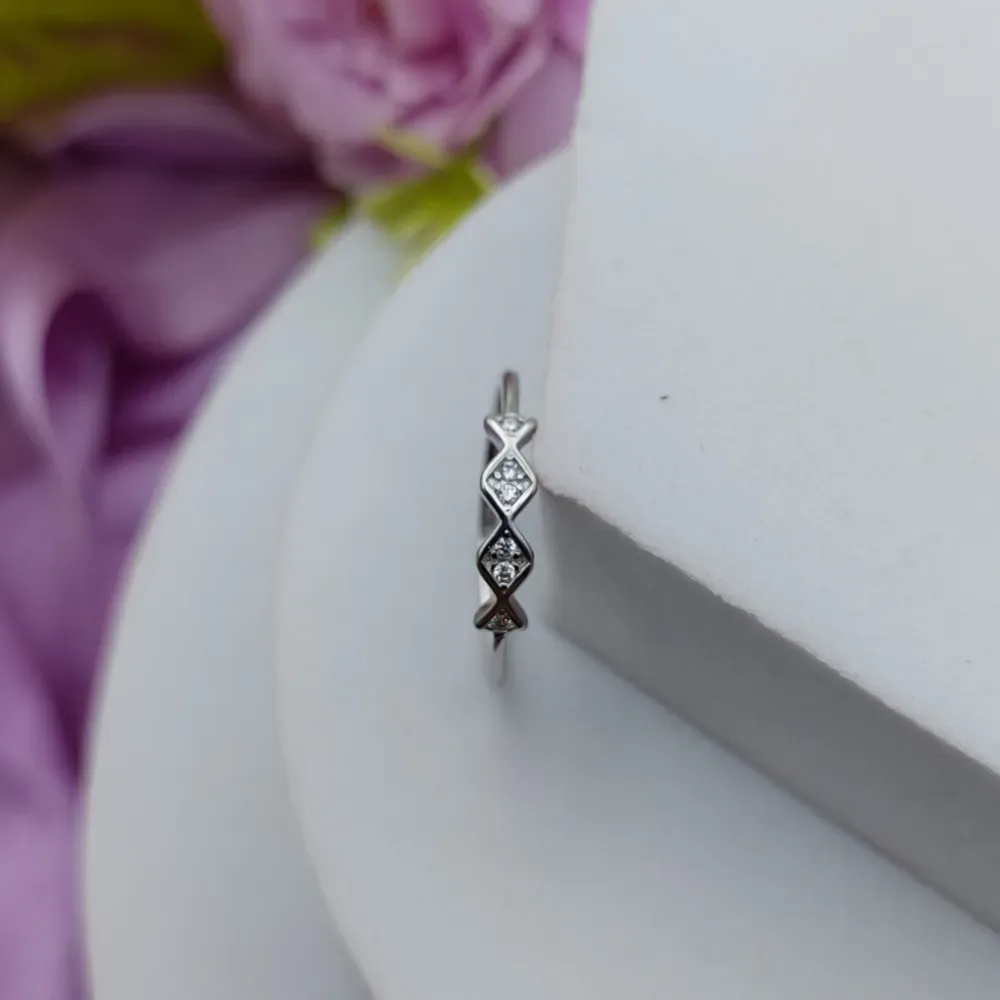 925 Silver Geometric Sparkle Ring
