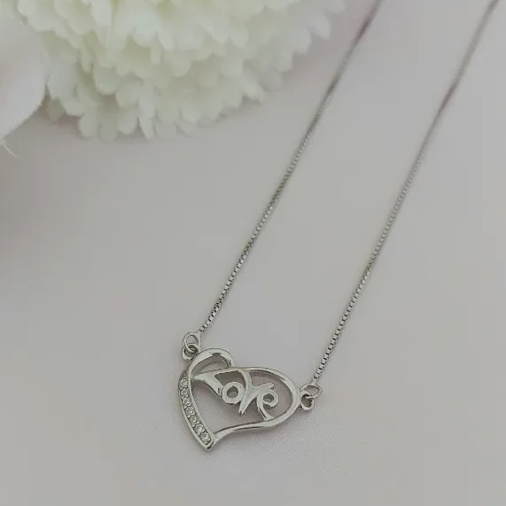 Love Pendant Silver Necklace