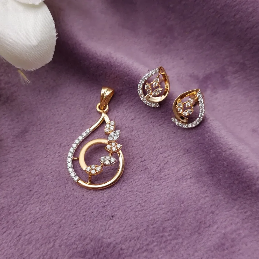 Celestial Loop CZ Diamond Pendant Set