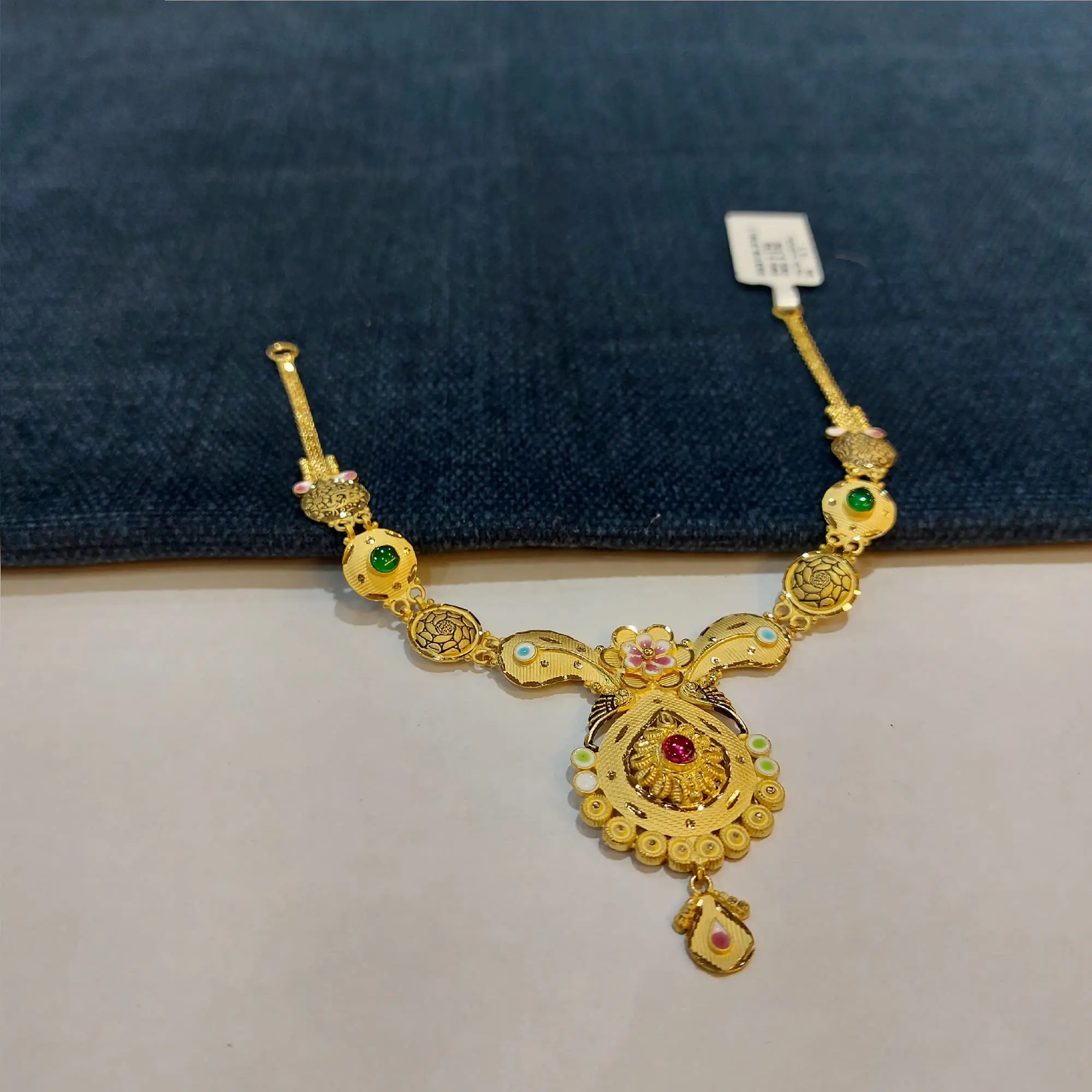 Gold Necklace With Red Stone