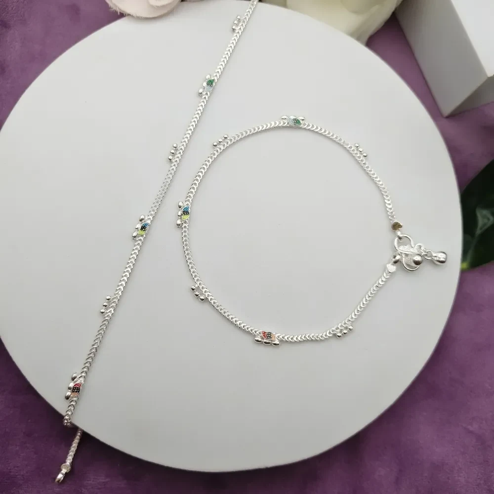 Multicolour Charm Hallmarked Silver Payal