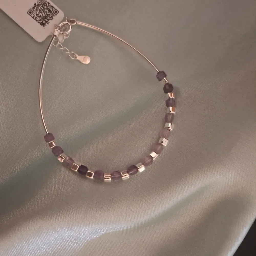 Purple cube Silver Bracelet