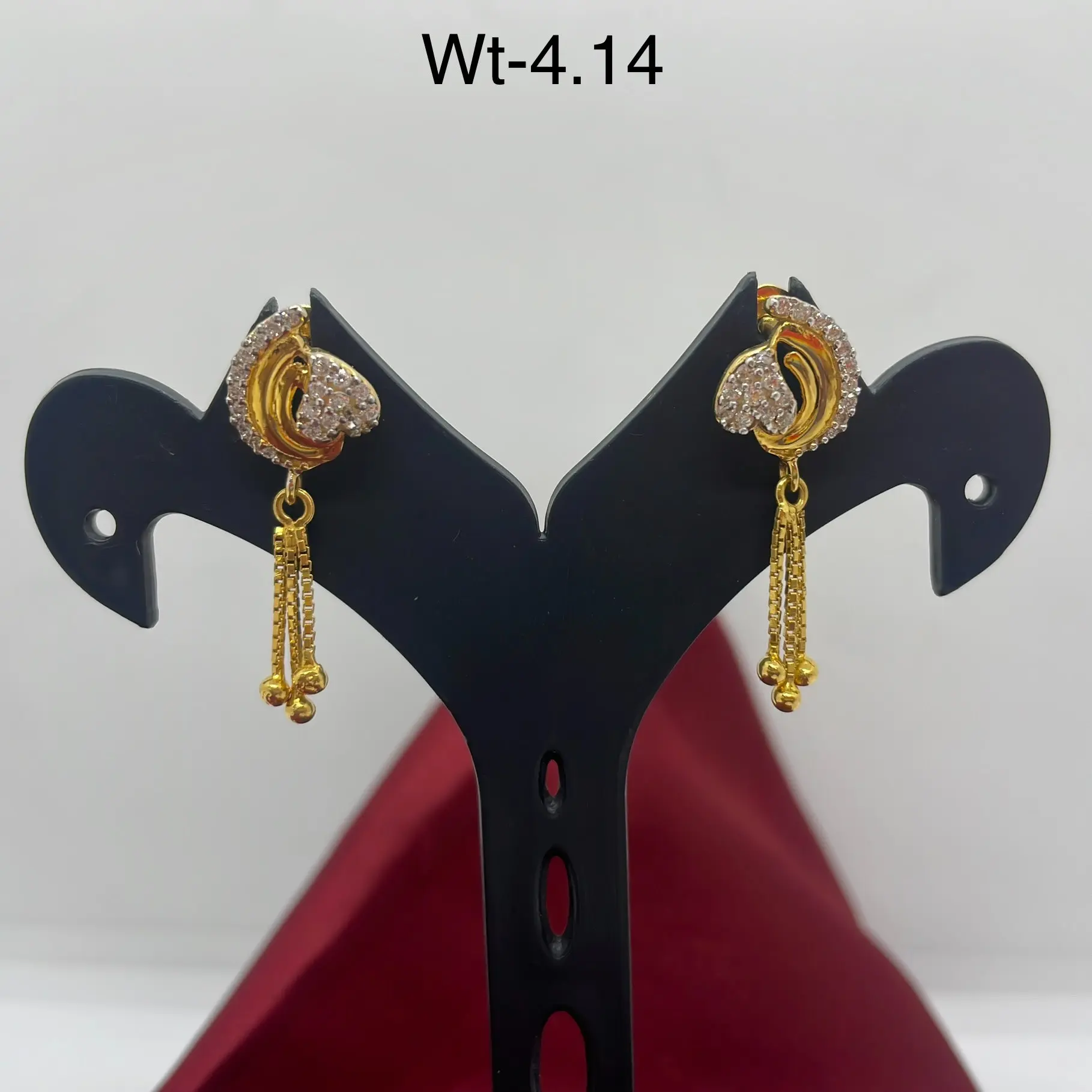 Trendy Heart Shape Hanging American Diamond Earrings