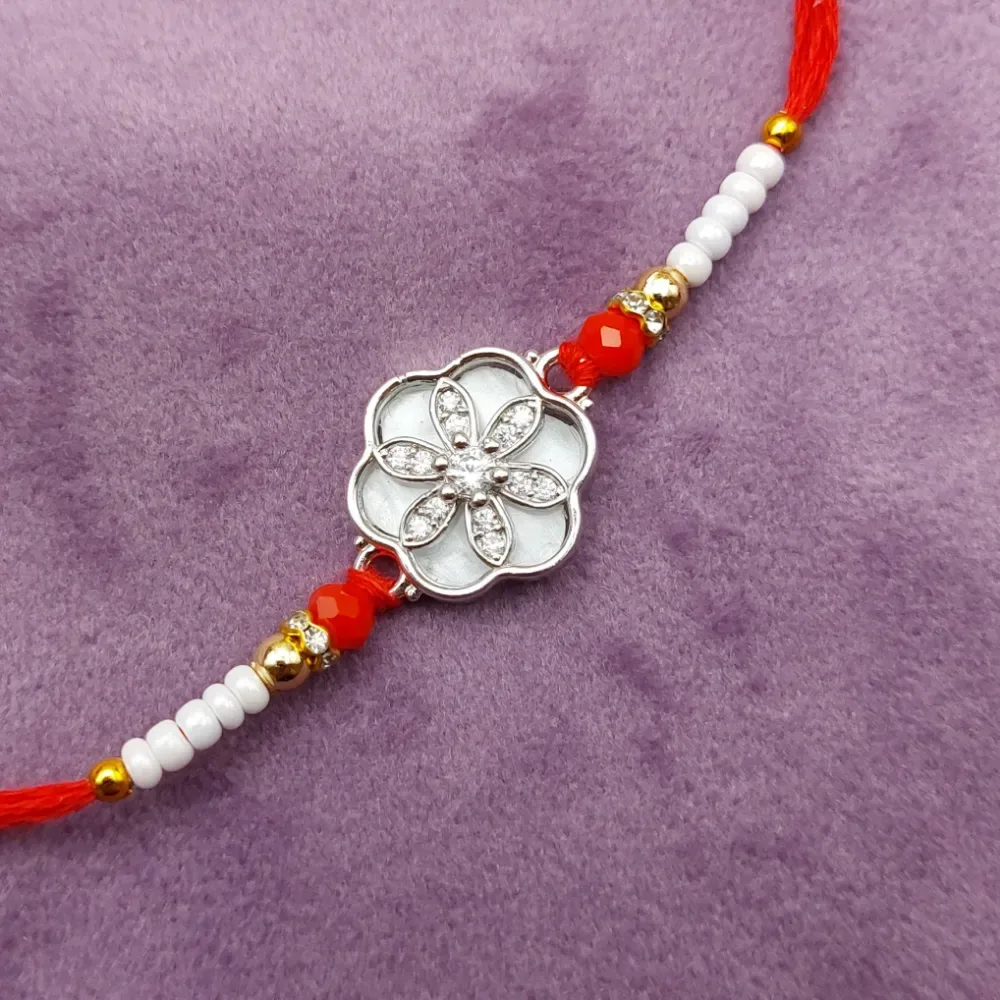 Floral Elegance 925 Silver Rakhi