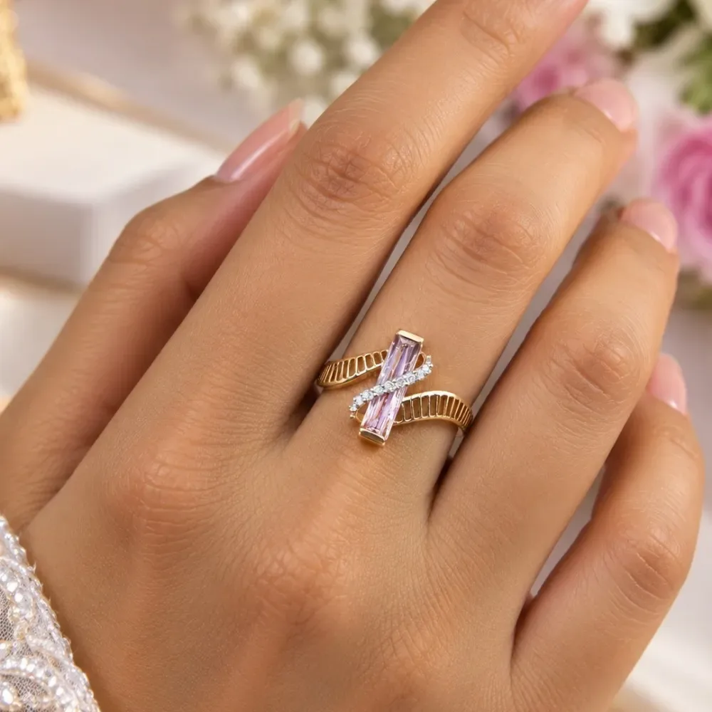Lavender Twist Rose Gold Ring